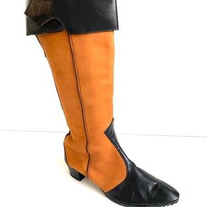 Brown and Black Mid Calf boots, Size 7 1/2